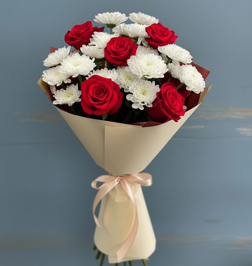 Букет цветов из: Розы и Хризантемы в Углеуральском