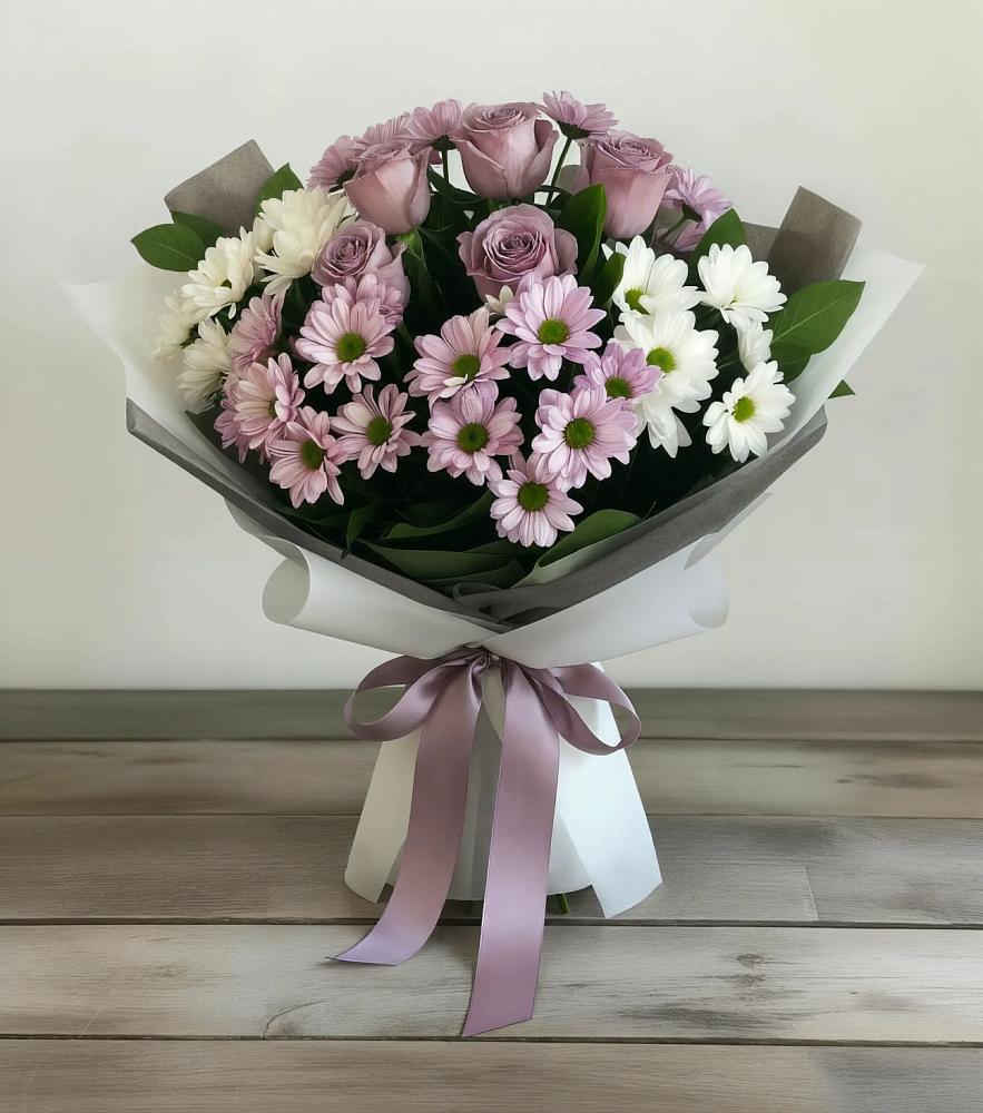 Букет цветов из: Хризантемы и Розы в Углеуральском