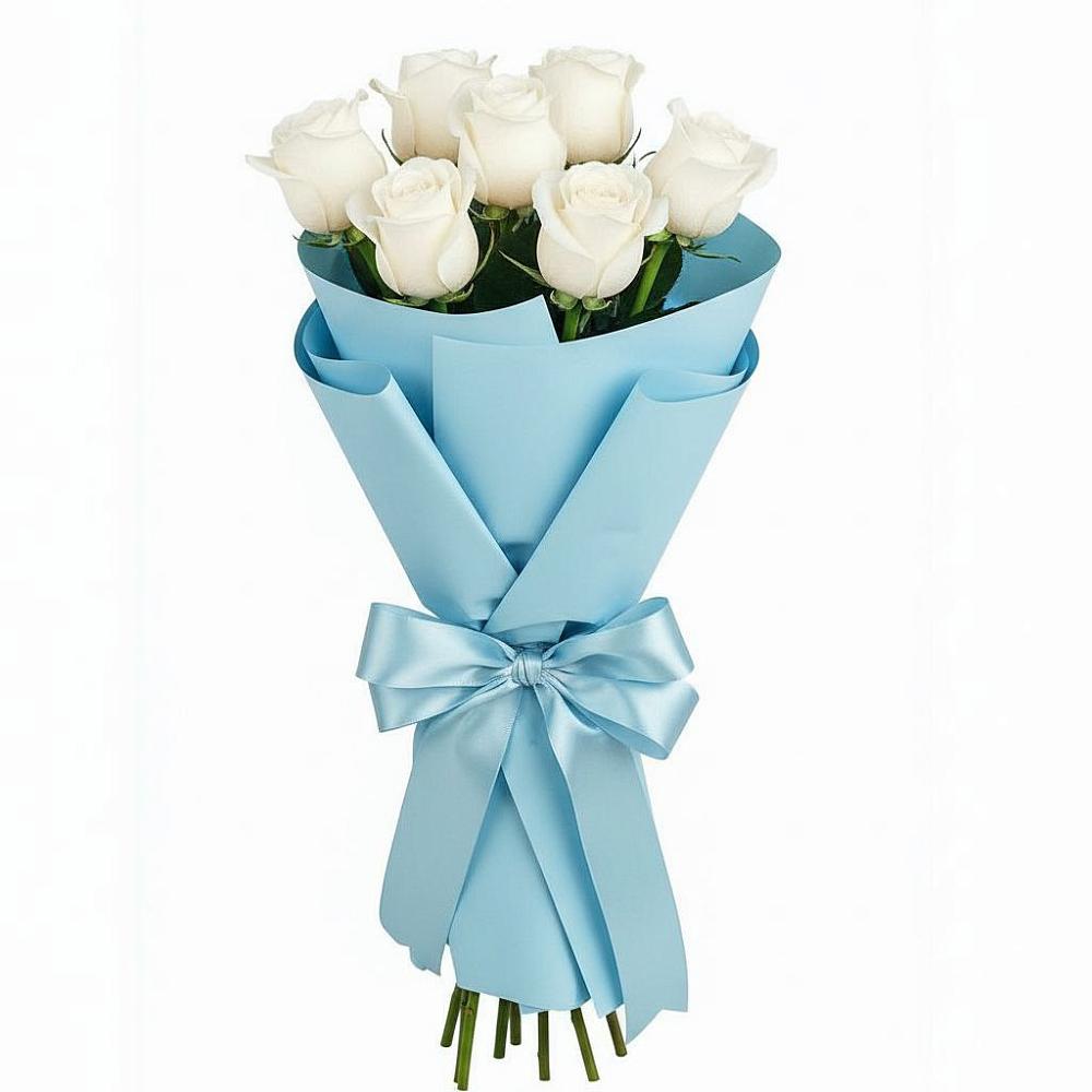 Букет 7 белых роз Проуд в Углеуральском