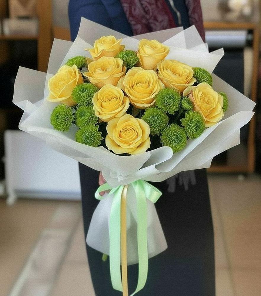 Букет цветов из: Хризантемы и Розы в Углеуральском