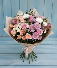 Букет цветов из:  Хризантемы, Розы и Альстромерии в Углеуральском