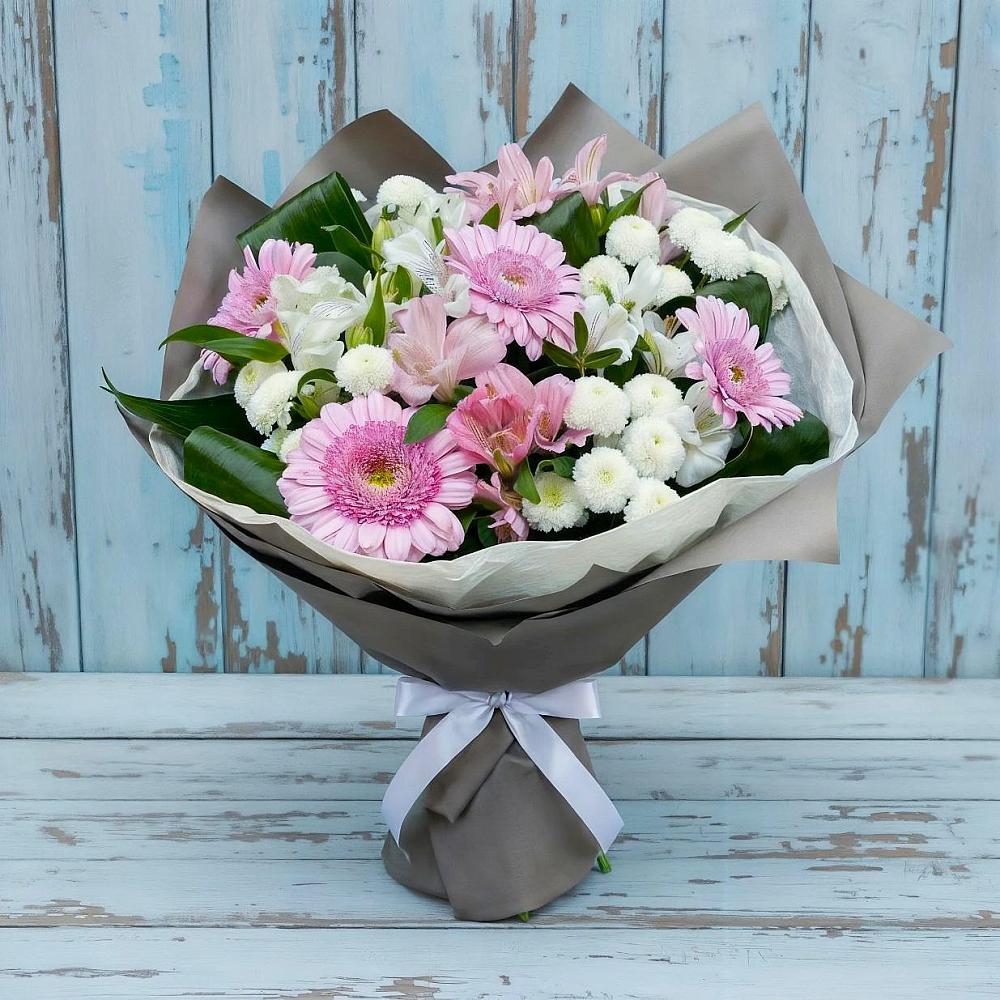 Букет цветов из: Герберы, Альстромерии и Хризантемы в Углеуральском