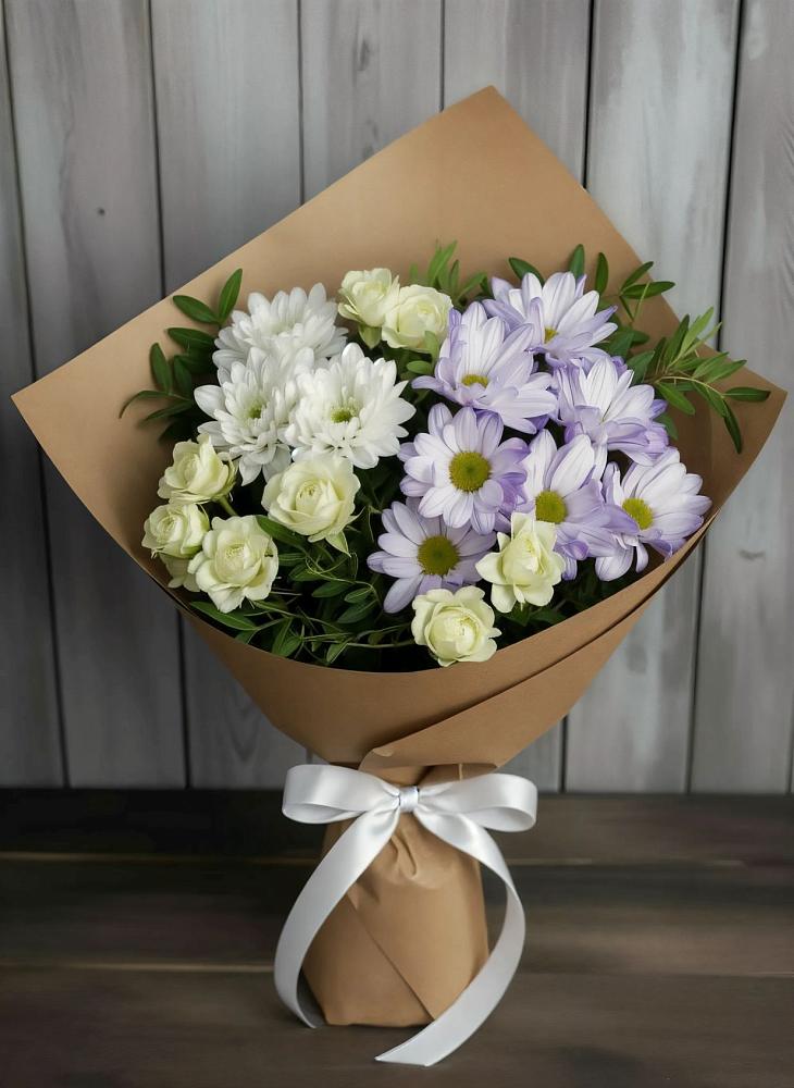 Букет цветов из: Хризантемы и Розы в Углеуральском